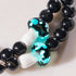 Agate noire | Argent sterling 925 | Bracelet en pierre précieuse et champignon en verre Firefly